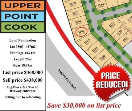 Upper Point Cook - large block of land for sale - Reduced by 30k