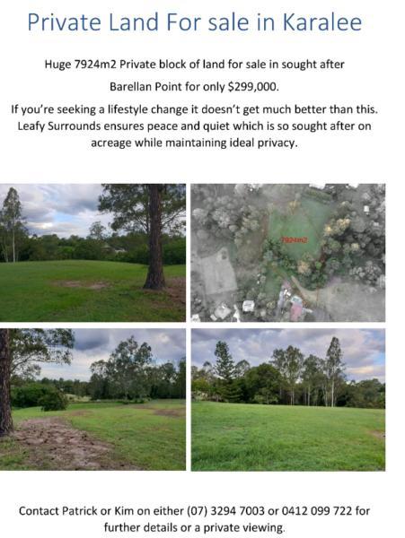 Private land/acreage for sale in barellan point