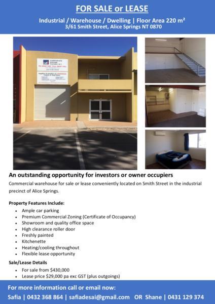 Industrial Warehouse / Dwelling FOR SALE/LEASE