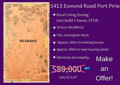 10 Acres of Vacant Land in Port Pirie for $89,000 only