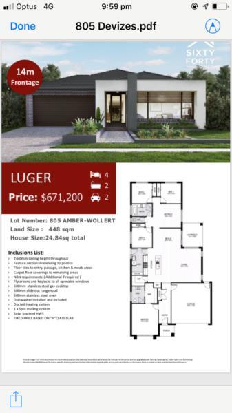FIXED PRICE HOUSE AND LAND PACKAGE -WOLLERT