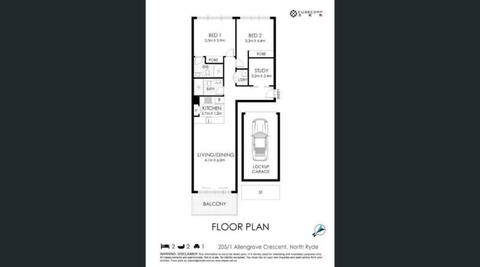 nearly new 2 bedroom plus study share apartment at Macquarie Park Stat