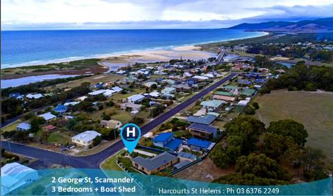 Scamander Home with Ocean View Boat Shed