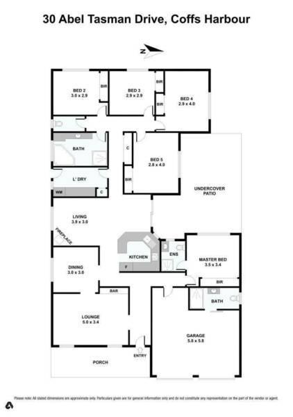 5 Bedroom, 3 Bathroom Double Brick House on 941m level Block, Rear Res