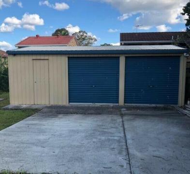 Triple Bay Storage Shed with 2 Roller doors, Open Workspace