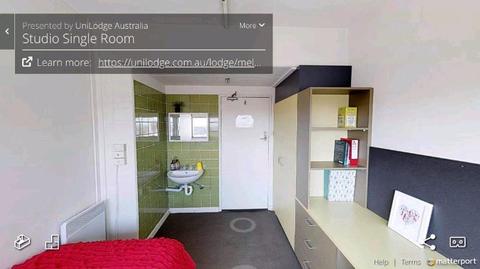 Room for Rent. 1100/month. Unilodge Melbourne