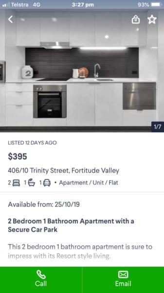 Fortitude valley 2br 1 car space for rent
