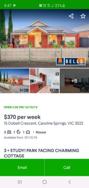 3 bedroom house with study for rent-Caroline springs