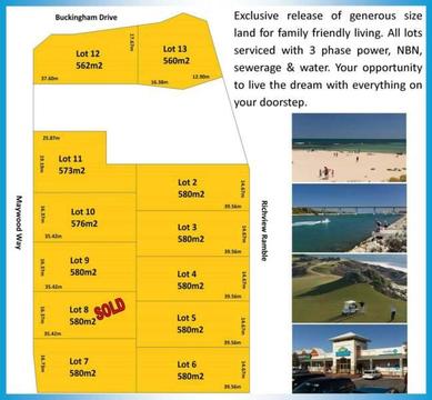 Land from $160k for 580m2, NBN, 3-phase power, 11 Lots available