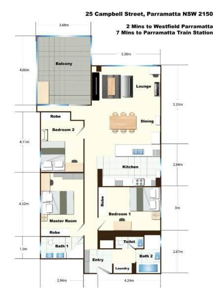 Furnish double room available for couple or single Parramatta CBD