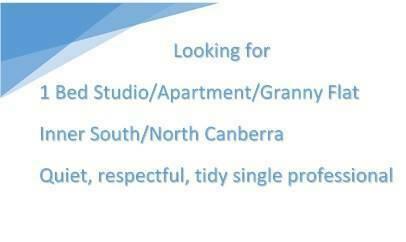 Wanted: 1 Bed Studio/Flat in Inner South/North Canberra