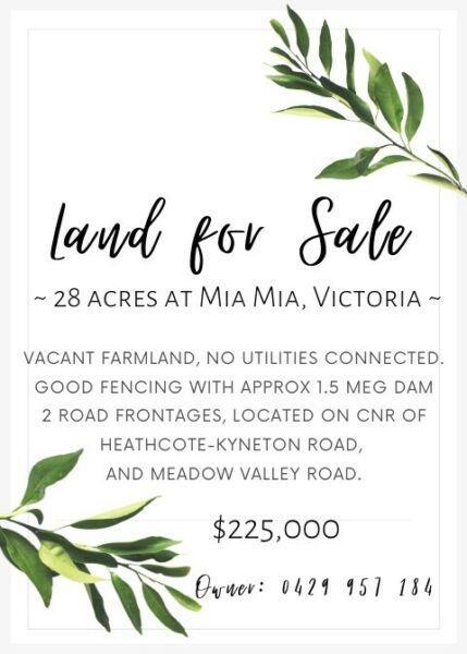 LAND FOR SALE: 28 acres - Victoria