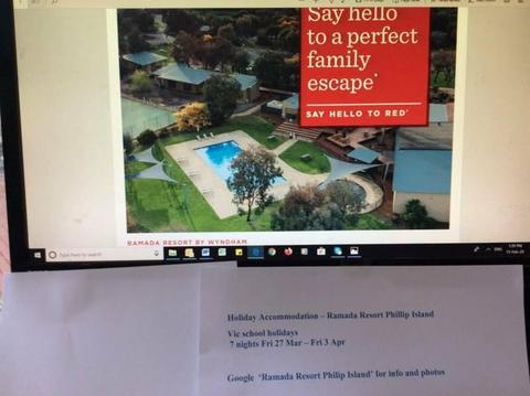 Holiday accommodation - Ramada resort Philip Island term 1 schl hols