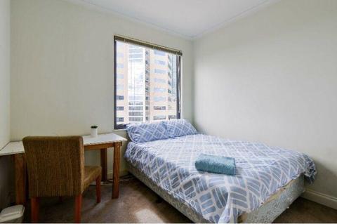 Large furnished bedroom Melbourne CBD includes utilities & internet